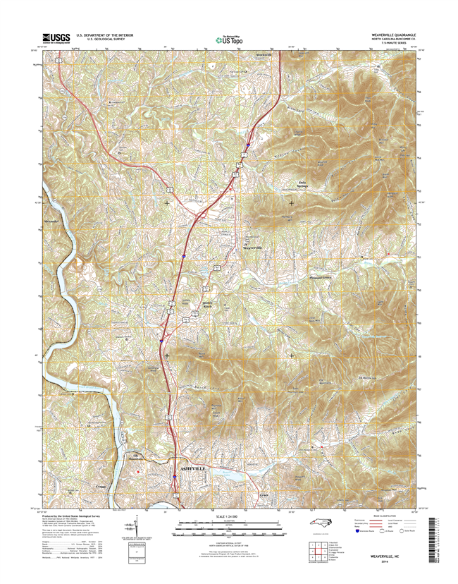 Weaverville North Carolina  - 24k Topo Map