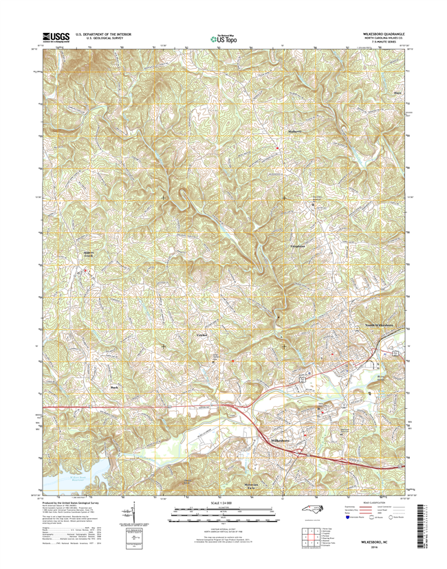 Wilkesboro North Carolina  - 24k Topo Map