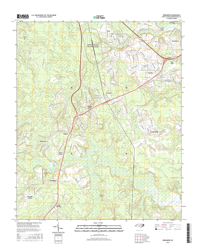 Winnabow North Carolina  - 24k Topo Map