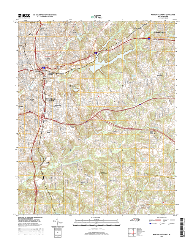Winston-Salem East North Carolina  - 24k Topo Map