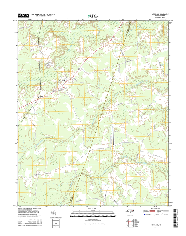 Woodland North Carolina  - 24k Topo Map