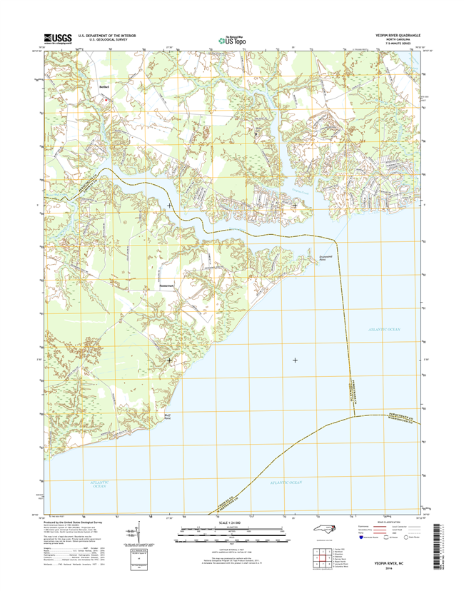 Yeopim River North Carolina  - 24k Topo Map