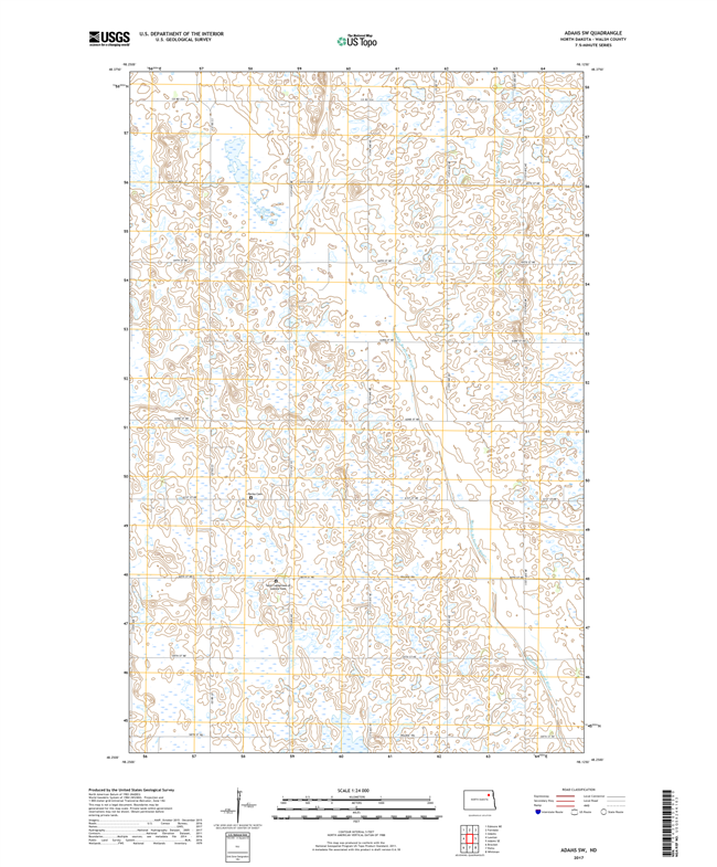 Adams SW North Dakota  - 24k Topo Map