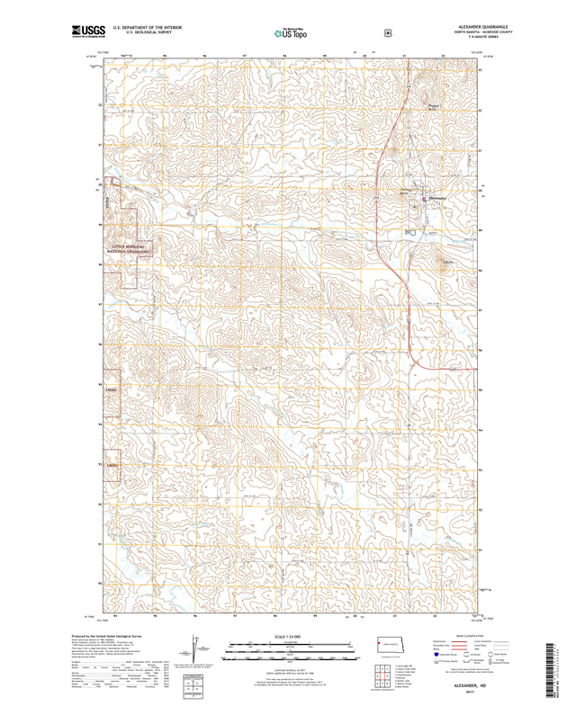 Alexander North Dakota  - 24k Topo Map