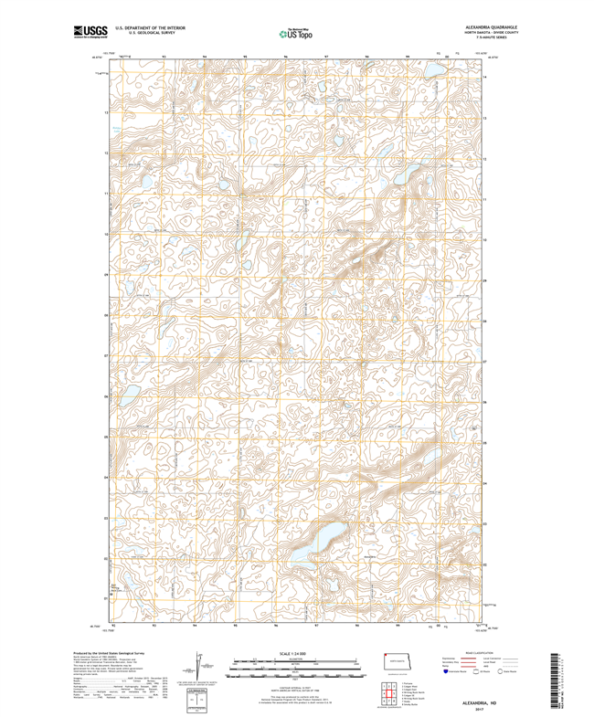 Alexandria North Dakota  - 24k Topo Map