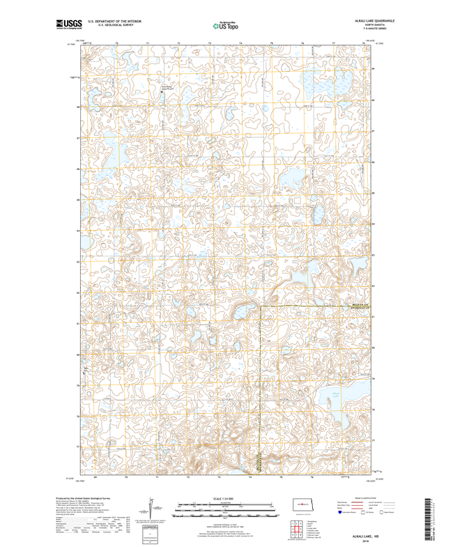 Alkali Lake North Dakota  - 24k Topo Map