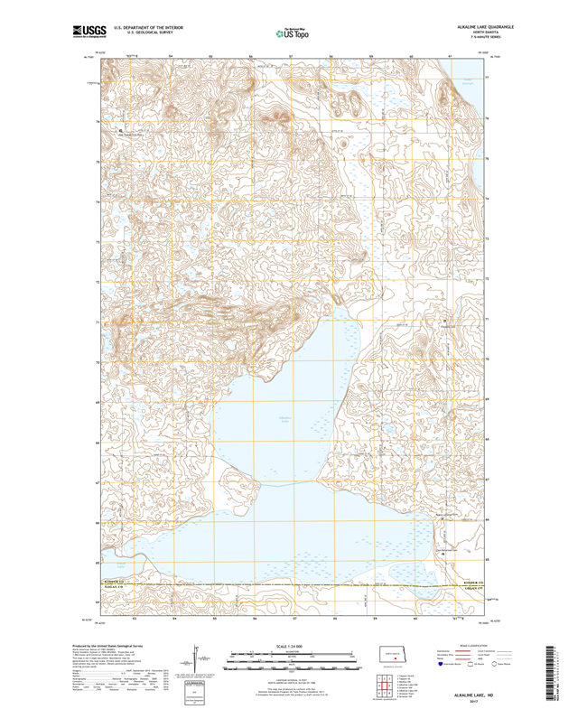 Alkaline Lake North Dakota  - 24k Topo Map