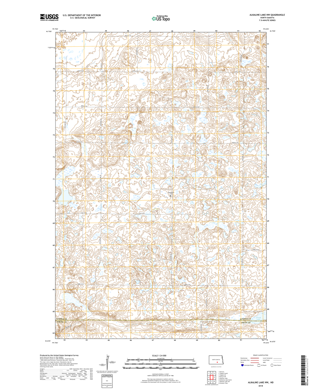 Alkaline Lake NW North Dakota  - 24k Topo Map