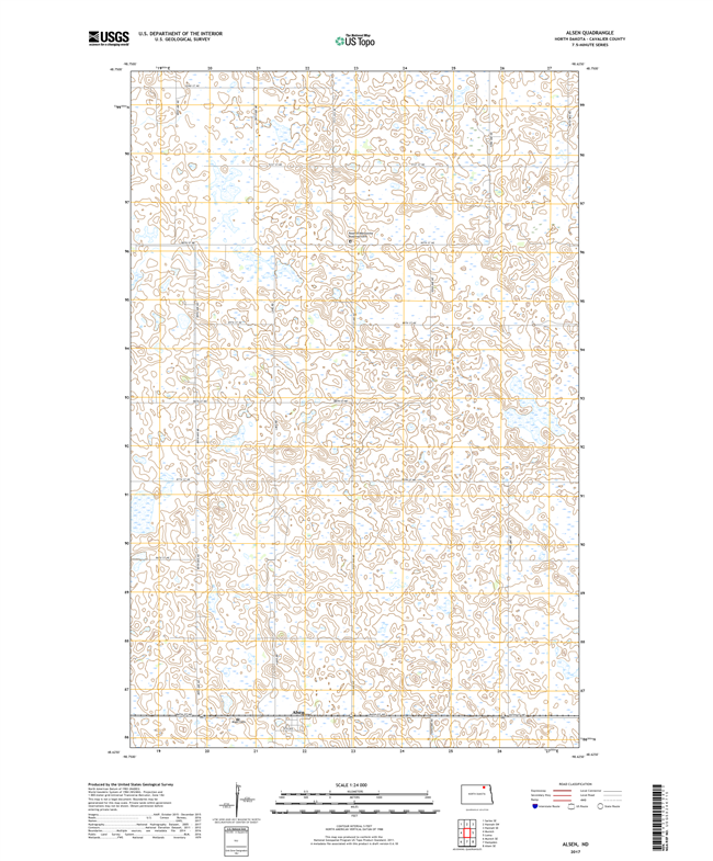 Alsen North Dakota  - 24k Topo Map