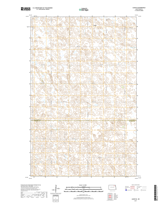 Alsen SE North Dakota  - 24k Topo Map