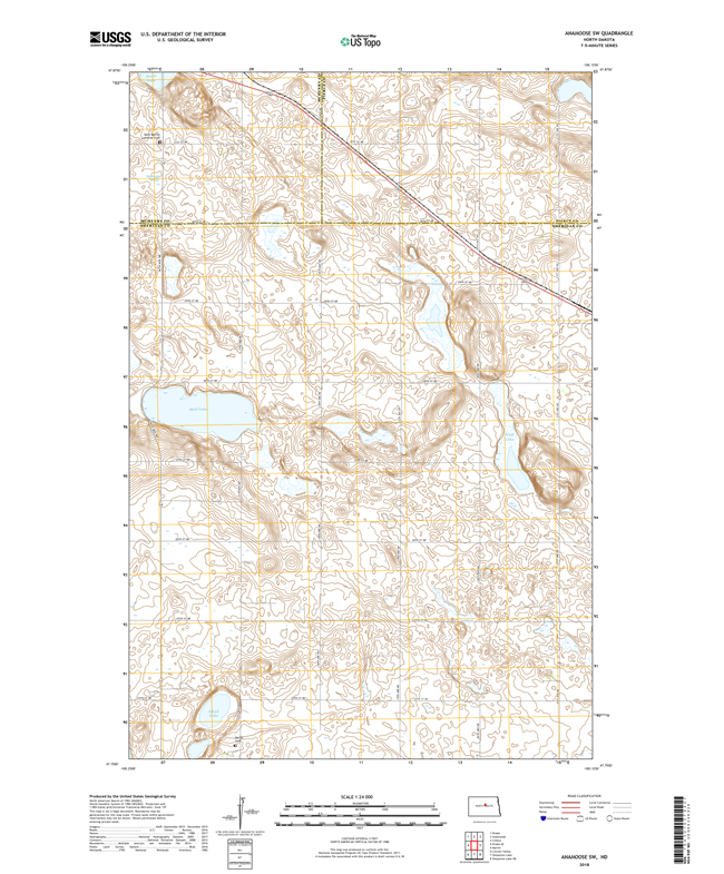 Anamoose SW North Dakota  - 24k Topo Map
