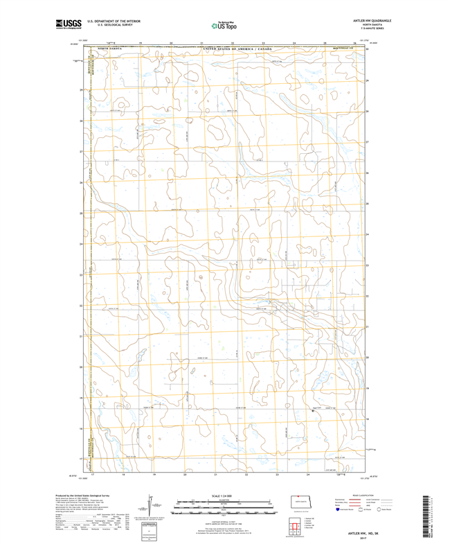 Antler NW North Dakota  - 24k Topo Map