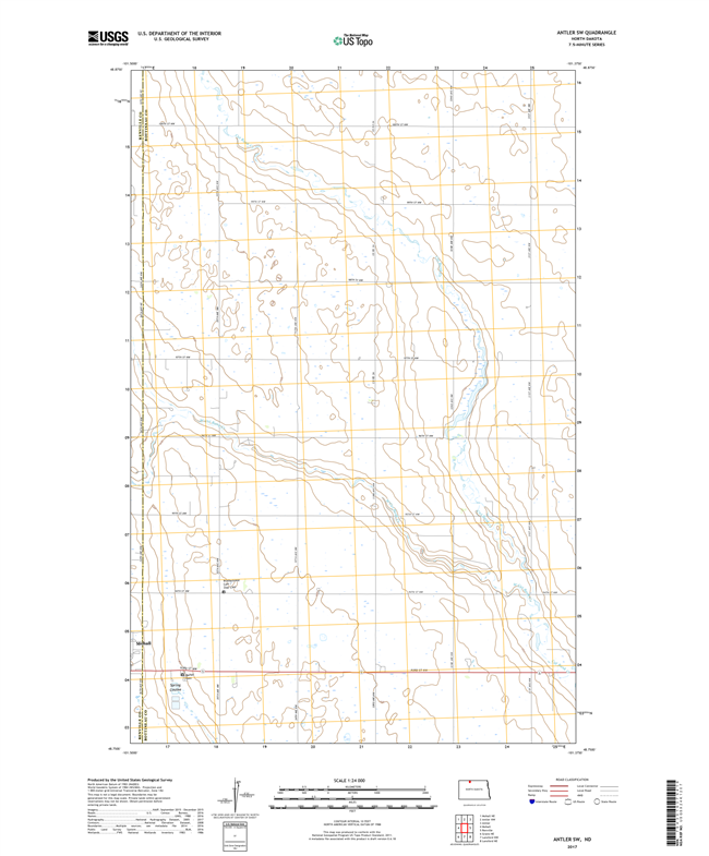Antler SW North Dakota  - 24k Topo Map