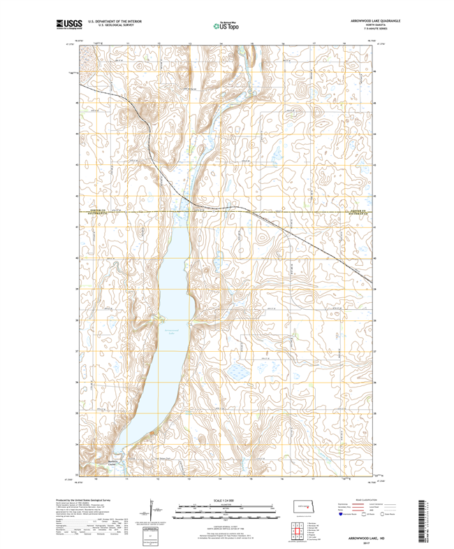 Arrowwood Lake North Dakota  - 24k Topo Map