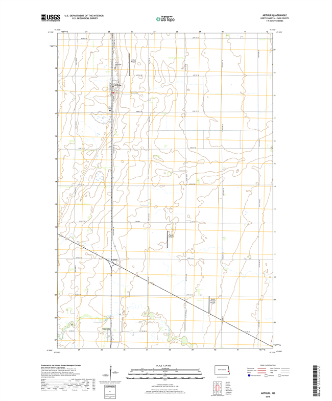 Arthur North Dakota  - 24k Topo Map