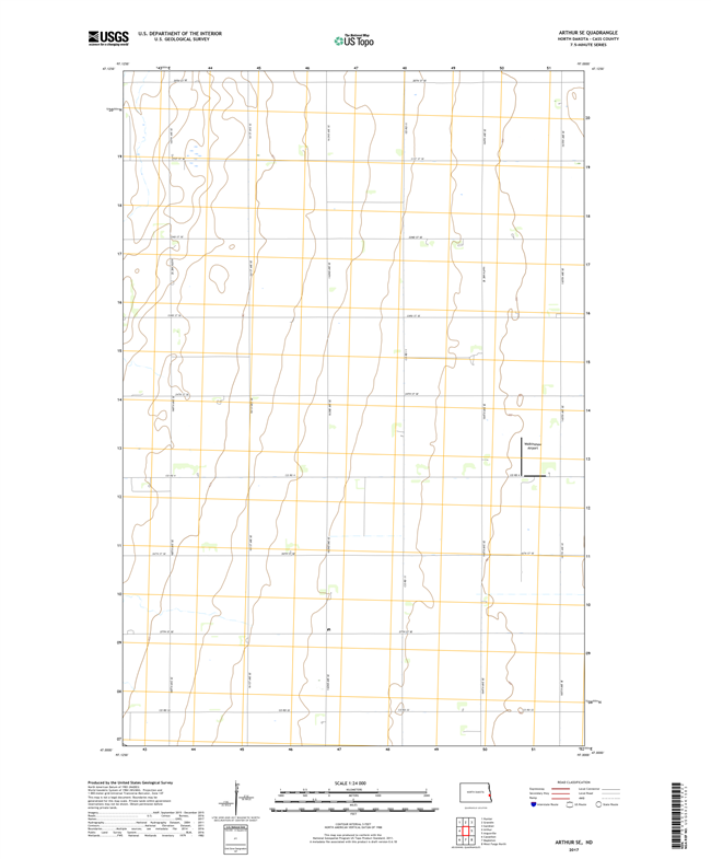 Arthur SE North Dakota  - 24k Topo Map