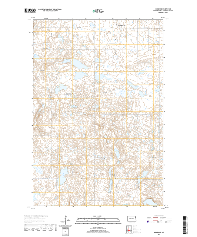 Ashley NE North Dakota  - 24k Topo Map