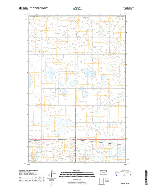 Atcoal North Dakota  - 24k Topo Map