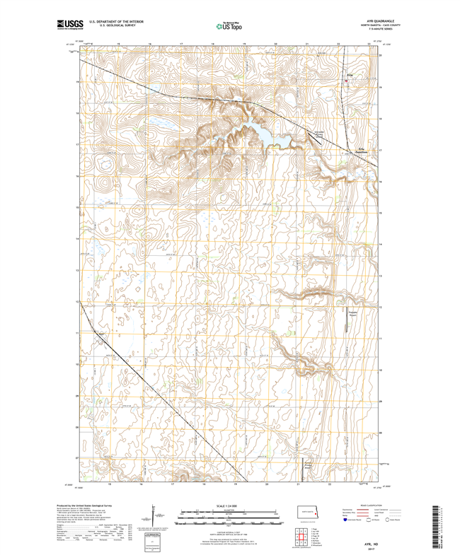 Ayr North Dakota  - 24k Topo Map