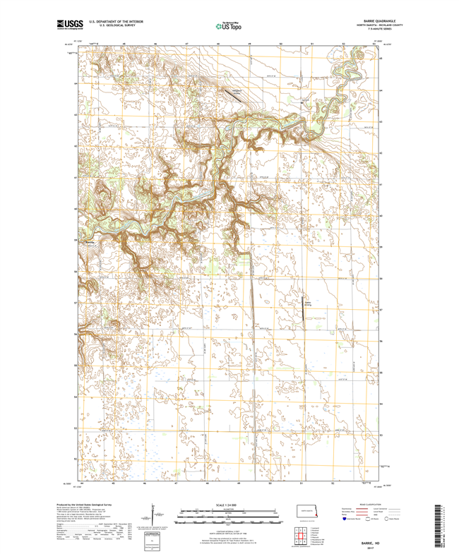 Barrie North Dakota  - 24k Topo Map