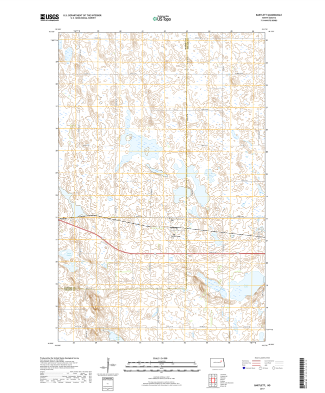 Bartlett North Dakota  - 24k Topo Map