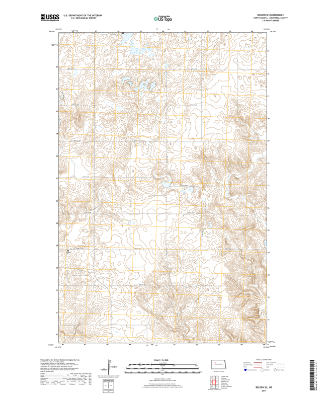 Belden SE North Dakota  - 24k Topo Map