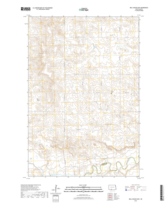 Bell Coulee East North Dakota  - 24k Topo Map