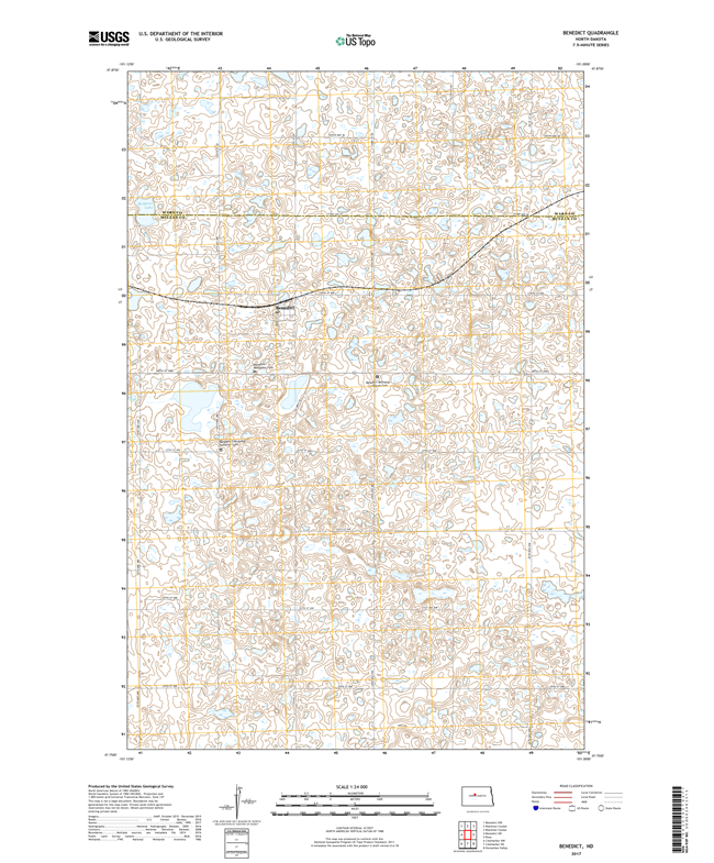 Benedict North Dakota  - 24k Topo Map