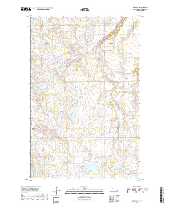 Benedict NW North Dakota  - 24k Topo Map