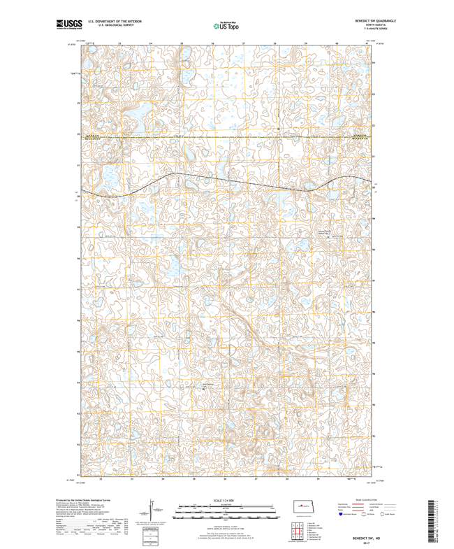 Benedict SW North Dakota  - 24k Topo Map