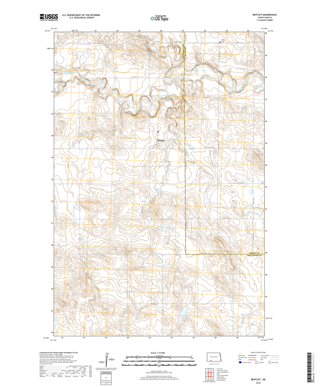 Bentley North Dakota  - 24k Topo Map