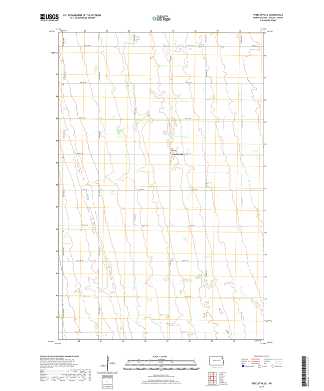 Veseleyville North Dakota  - 24k Topo Map