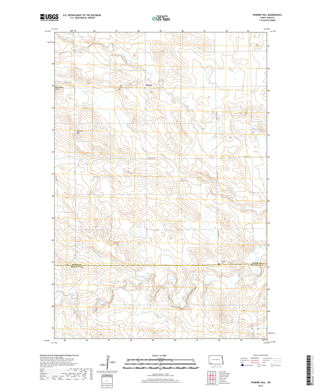 Warnke Hill North Dakota  - 24k Topo Map