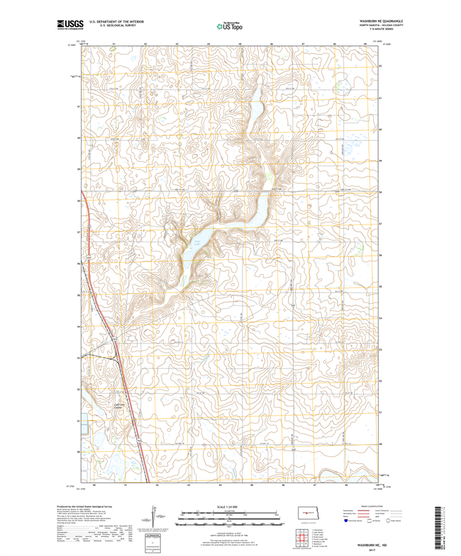 Washburn NE North Dakota  - 24k Topo Map