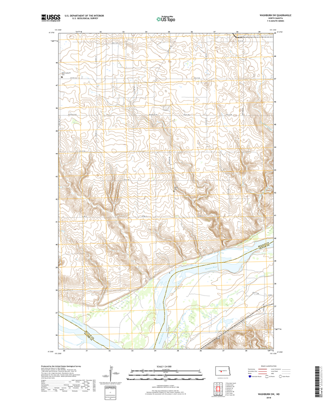 Washburn SW North Dakota  - 24k Topo Map