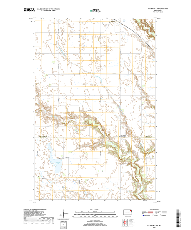 Waterloo Lake North Dakota  - 24k Topo Map