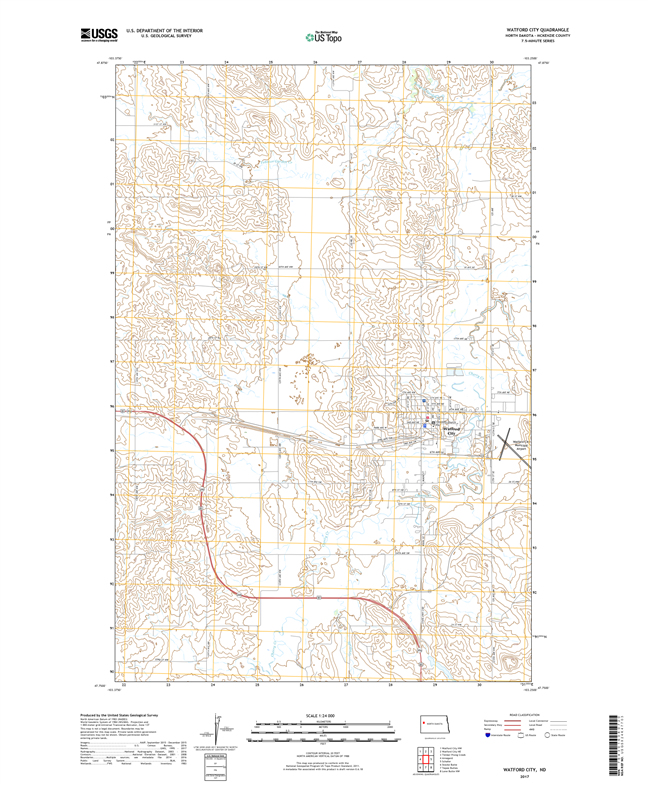 Watford City North Dakota  - 24k Topo Map