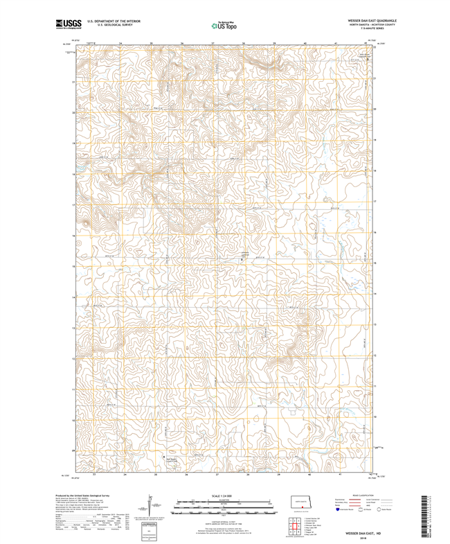 Weisser Dam East North Dakota  - 24k Topo Map