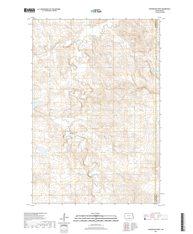 Weisser Dam West North Dakota  - 24k Topo Map