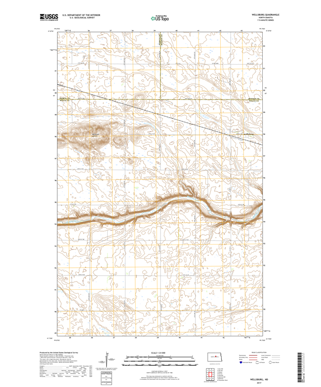 Wellsburg North Dakota  - 24k Topo Map