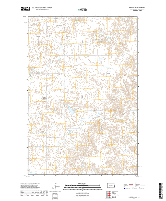 Wheeler Hills North Dakota  - 24k Topo Map
