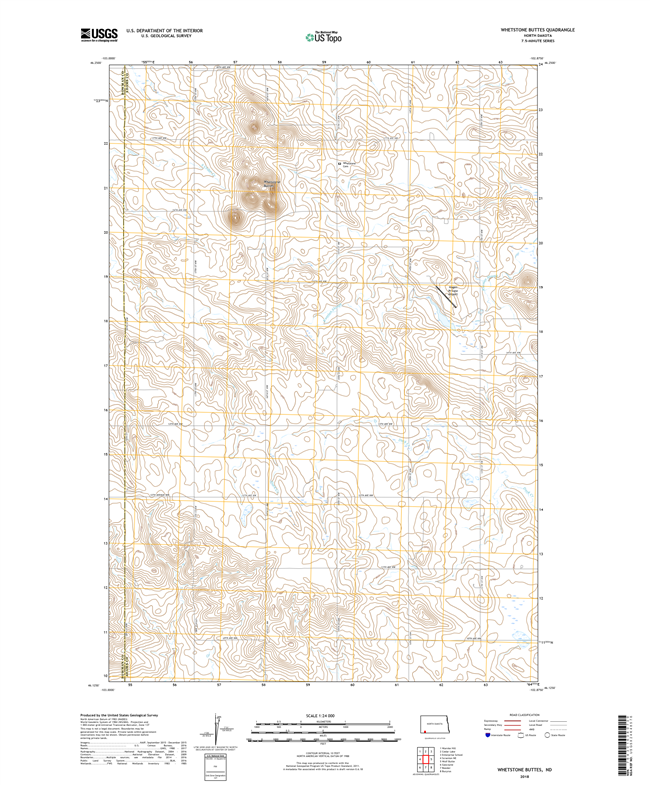 Whetstone Buttes North Dakota  - 24k Topo Map