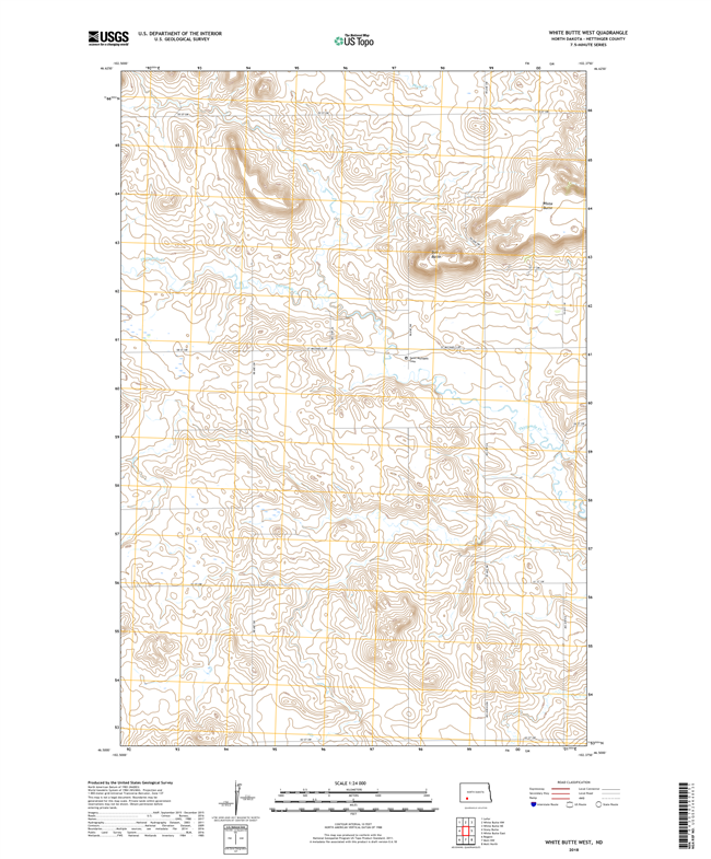 White Butte West North Dakota  - 24k Topo Map