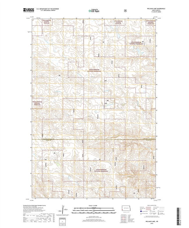 Williams Lake North Dakota  - 24k Topo Map