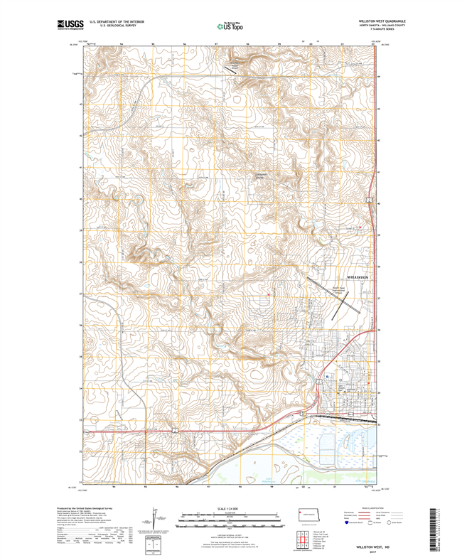 Williston West North Dakota  - 24k Topo Map