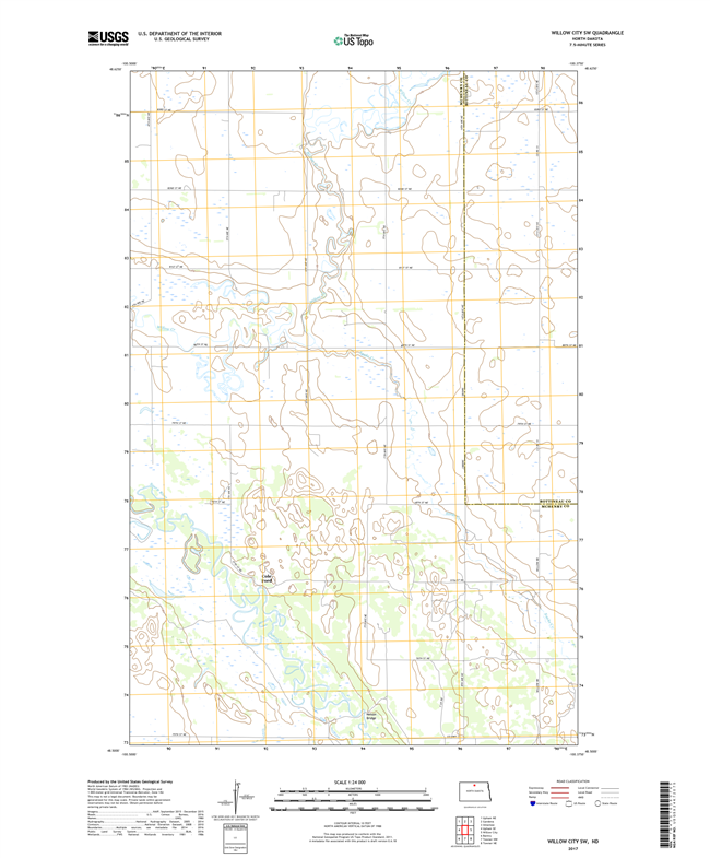 Willow City SW North Dakota  - 24k Topo Map