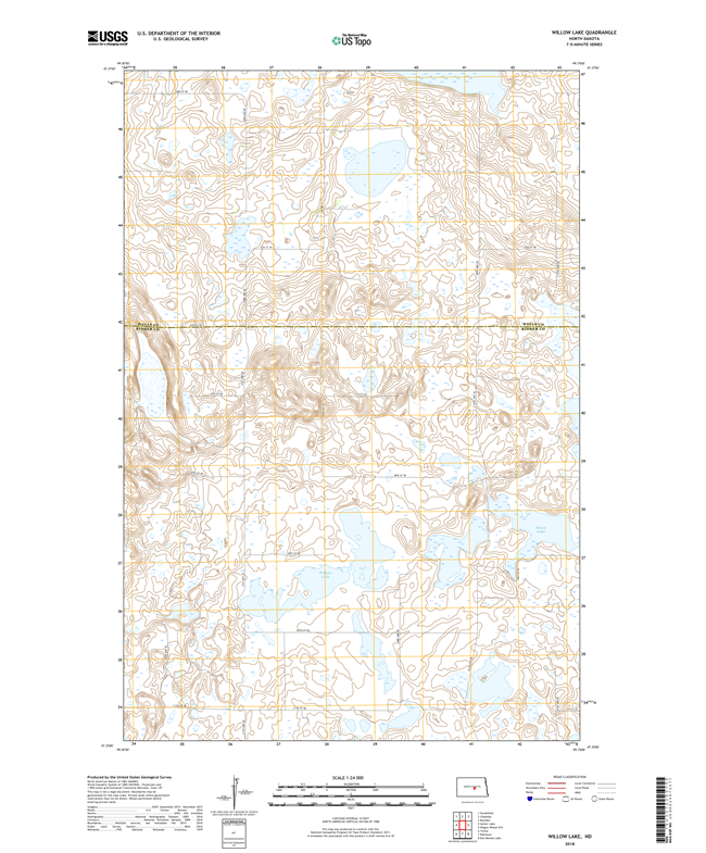 Willow Lake North Dakota  - 24k Topo Map