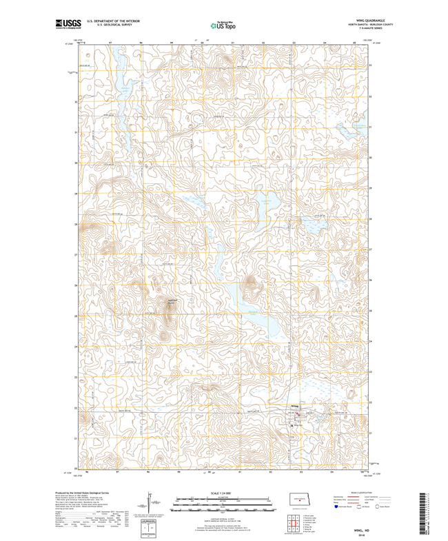 Wing North Dakota  - 24k Topo Map