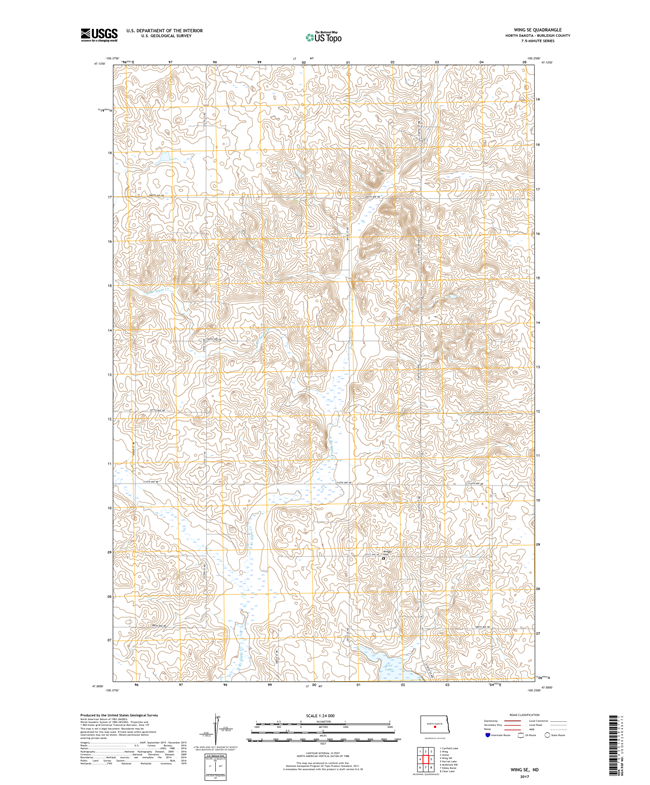 Wing SE North Dakota  - 24k Topo Map