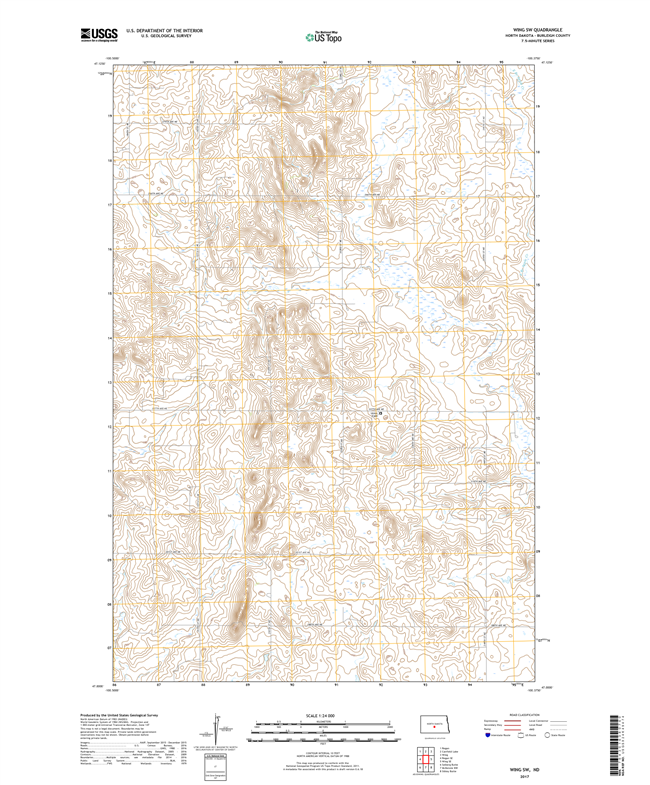 Wing SW North Dakota  - 24k Topo Map
